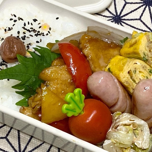 【お弁当】お弁当作り/bento/鶏の甘酢炒め《アラフィフ旦那弁当》