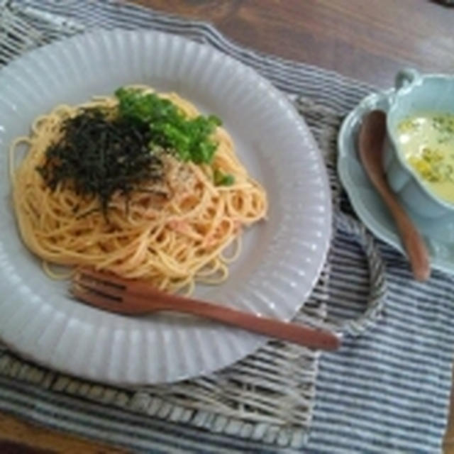 簡単和風たらこパスタでランチ。