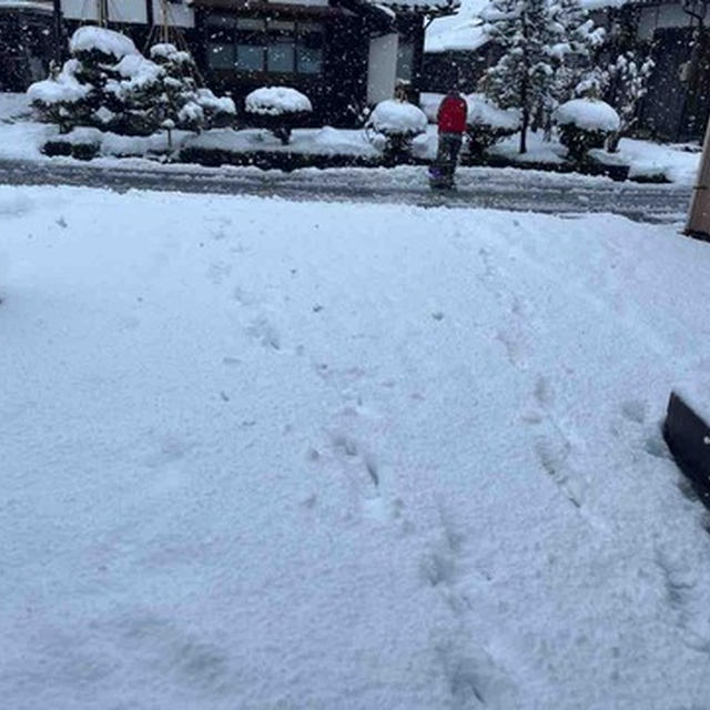 雪とお餅つき