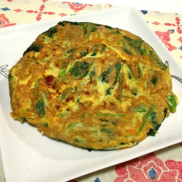 小松菜とミニトマトのチーズオムレツ