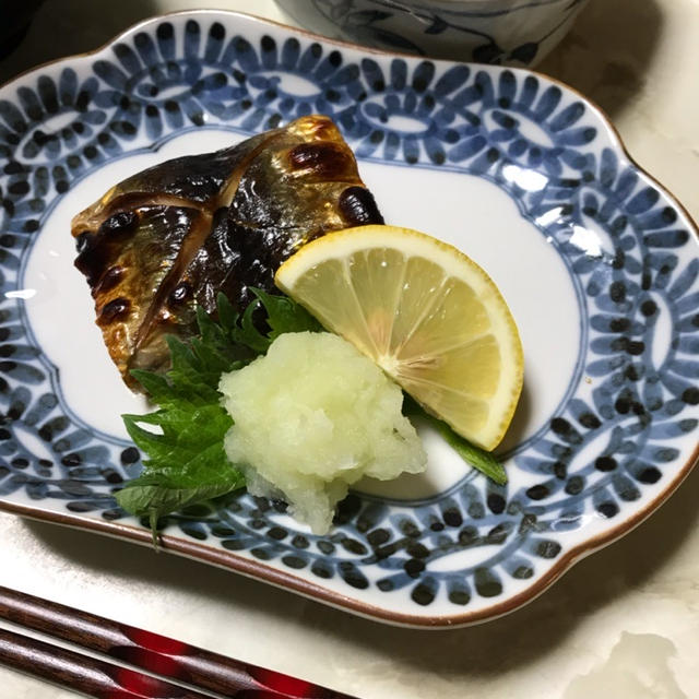 秋刀魚の塩焼きと舞茸&しめじの炊き込みご飯