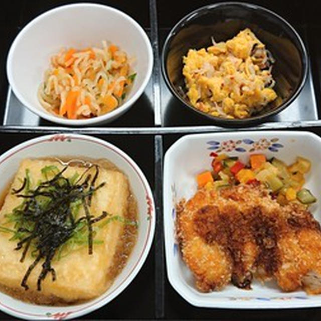 チキンカツ、揚げ出し豆腐他の弁当
