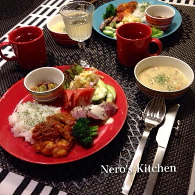 イッタラティーマ&オリゴで♪チキンのトマト煮と豆乳たっぷりのクラムチャウダー♪