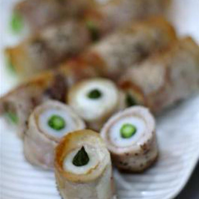 塩麹でアスパラちくわの肉巻き