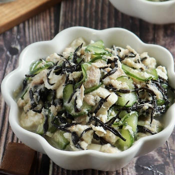 火を使わないでサクッと簡単！きゅうりと豆腐のツナ缶のひじきのさっぱり和え