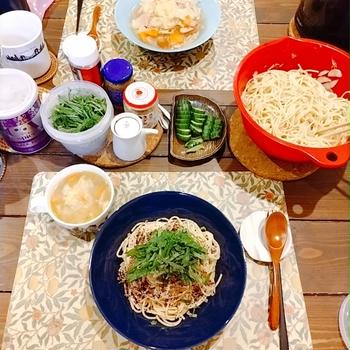 （温）ポトフのスープパスタと（冷）ゆかりとシソのパスタ
