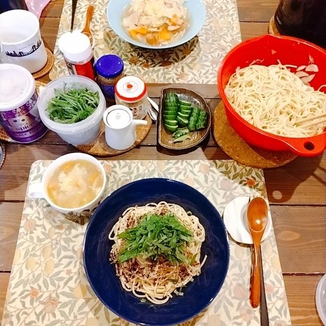 （温）ポトフのスープパスタと（冷）ゆかりとシソのパスタ