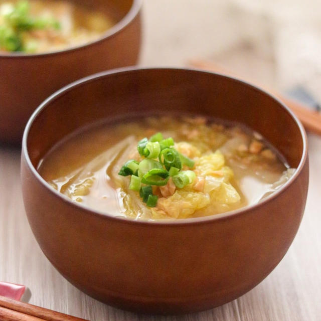 【レシピ】白菜と納豆のお味噌汁