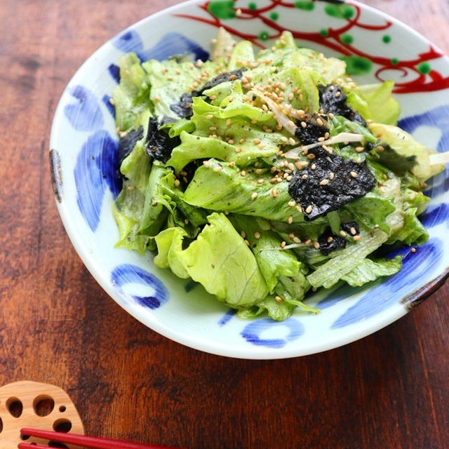 71個目の話題入り☆レタスと海苔のピリ辛ナムル【#3分　#超簡単　#包丁いらず】