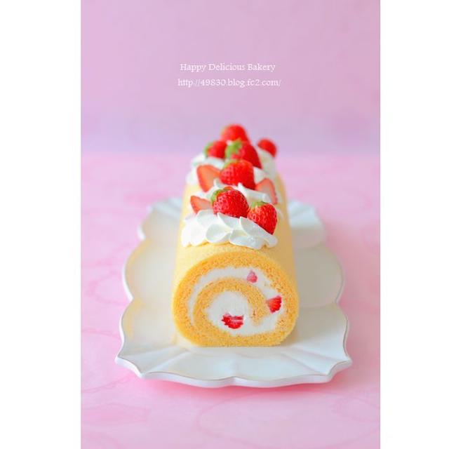 イチゴのロールケーキ♪おもてなし。