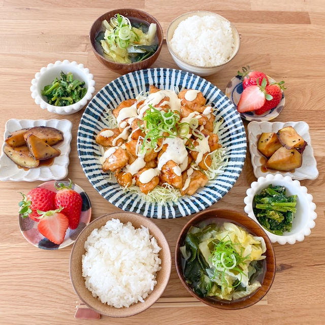 ◎ 鶏ささみの甘酢マヨだれチキンでお昼ごはん