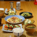 韓国風豆腐ステーキと玉ねぎいっぱいのポテトサラダ