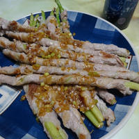 アスパラのネギ塩豚巻き