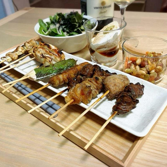 焼き鳥の献立。