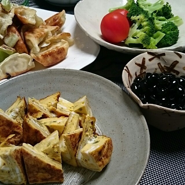厚焼き卵 揚げ餃子
