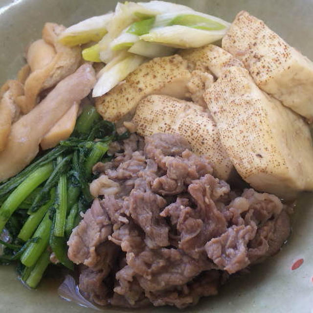 焼き豆腐と牛肉のオイスターソース煮