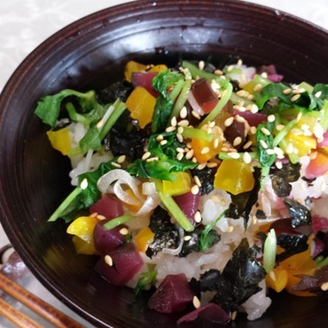 漬物ちらし寿司＆チーズとフカフカ芋の・・