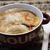 紀文のスープ餃子で　柚子胡椒香る＊きのこと卵のとろ～りスープ餃子