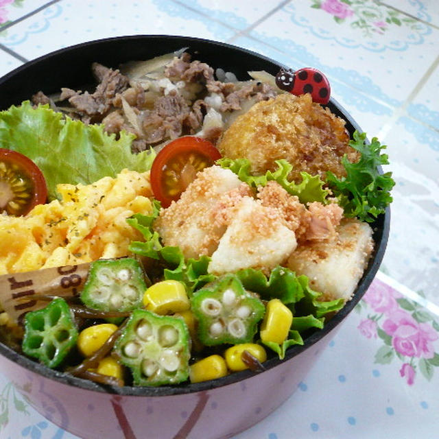 牛肉と牛蒡の混ぜご飯弁当＆夜のHACHIYAMAさん♪