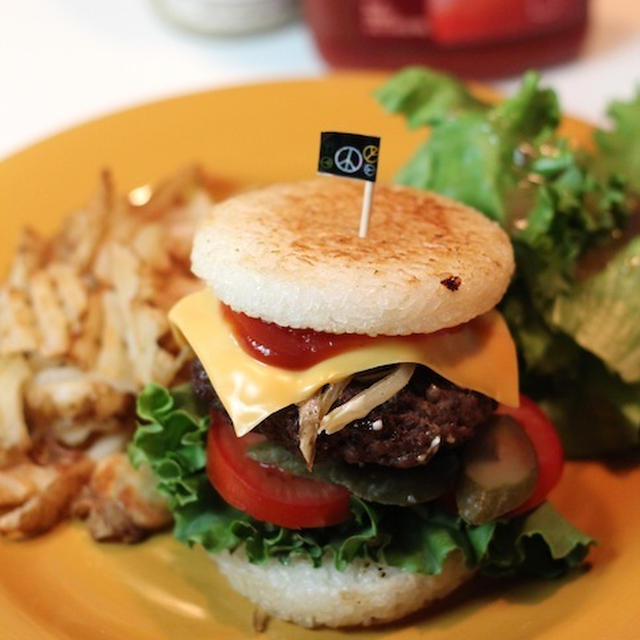 ライスバーガー、揚げないフライドポテト