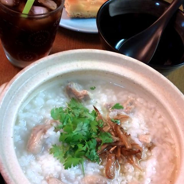 鶏とメンマと香菜の中華粥 ～ あっさり塩味が美味しい