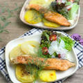 【レシピ】焼肉のタレで食べ応えアップの鮭のムニエル