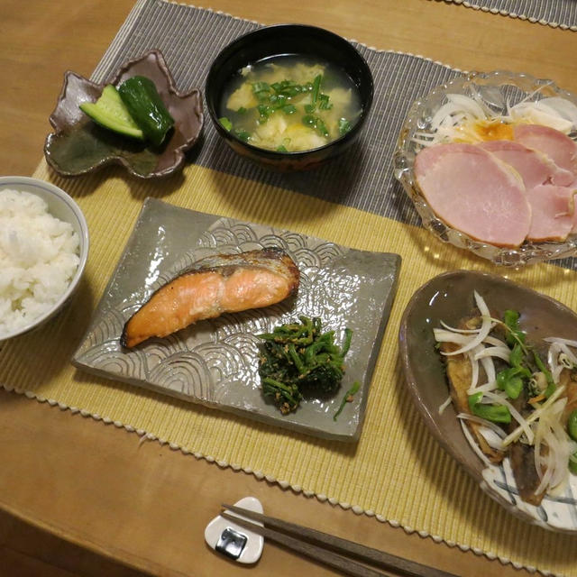 鮭の塩麹漬　鯵の南蛮漬などヘルシー晩ご飯　と　巨大なコウモリラン♪