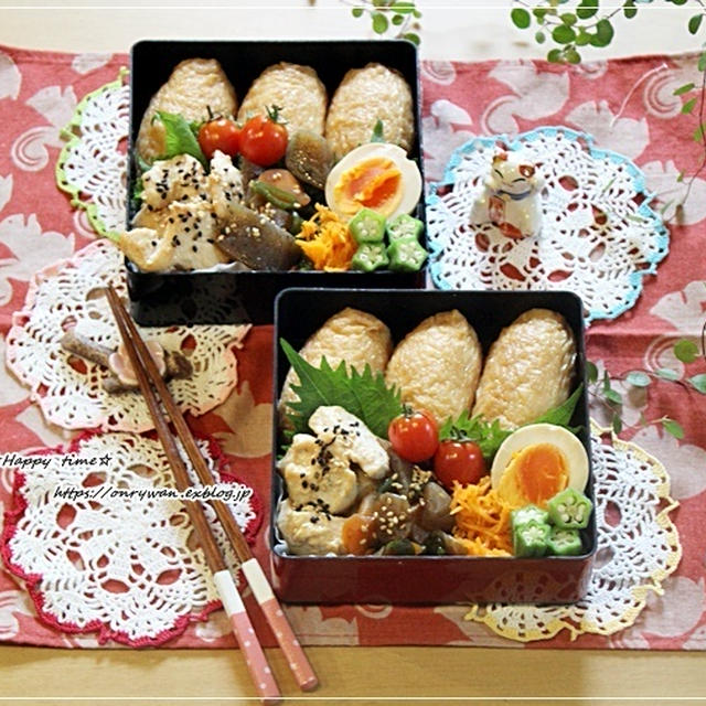 お稲荷さん弁当と朝パン♪