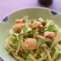 しっとりたらこと大葉の焼きうどん