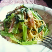 *小松菜とベーコンのオイマヨパスタ*