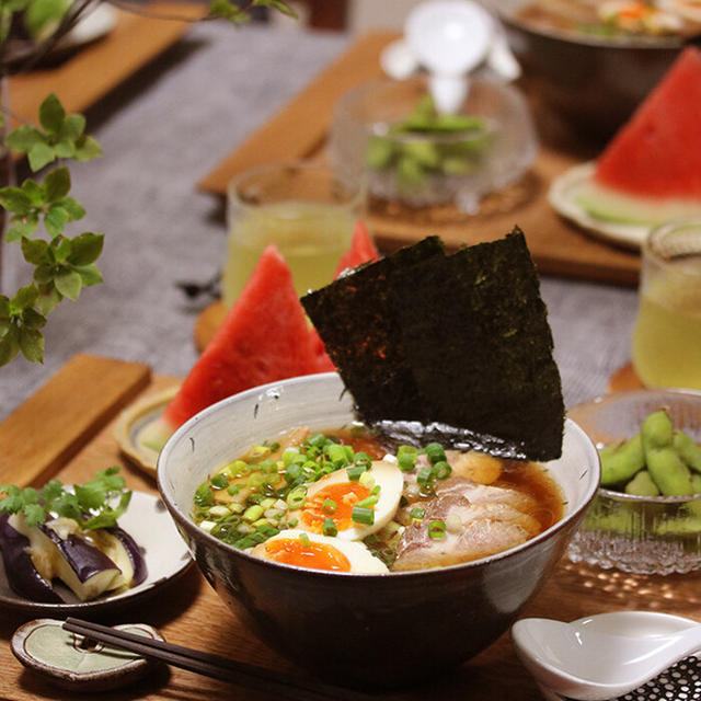 【献立】お盆中に食べた支那そばの晩ご飯。