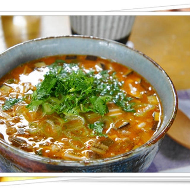 梅雨です、寒いです、ランチは”坦々麺”つくりました