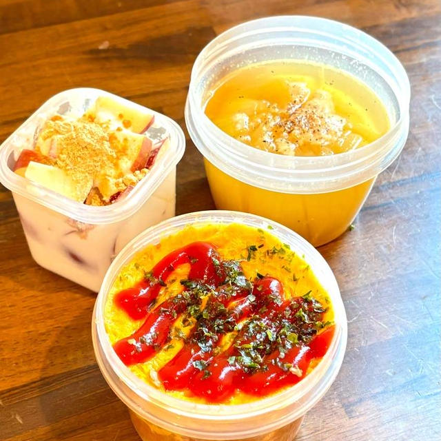 レンチンオムライスとレンチンオニオンスープです〜！！