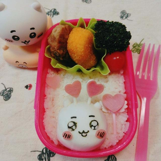 ぽてたまぬいぐるみハートちいかわ弁当〖キャラ弁〗#平日お昼ご飯はお弁当or外食