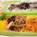 茄子と豚肉の炒めと、たっぷり野菜弁当