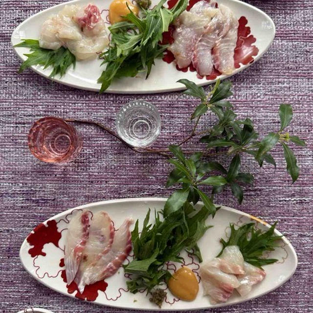 鯛の梅昆布締め ゆず味噌＆柚子胡椒添え