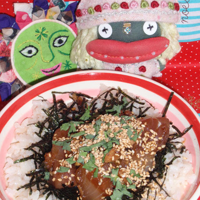 まぐろの辣油づけ丼＆冬瓜のニンニクきんぴら（お家カフェ）