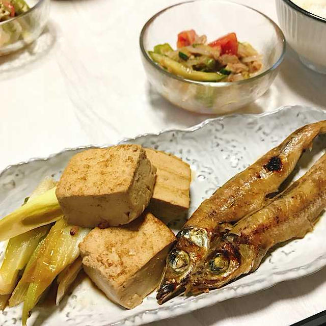 串焼き魚と豆腐の煮付け
