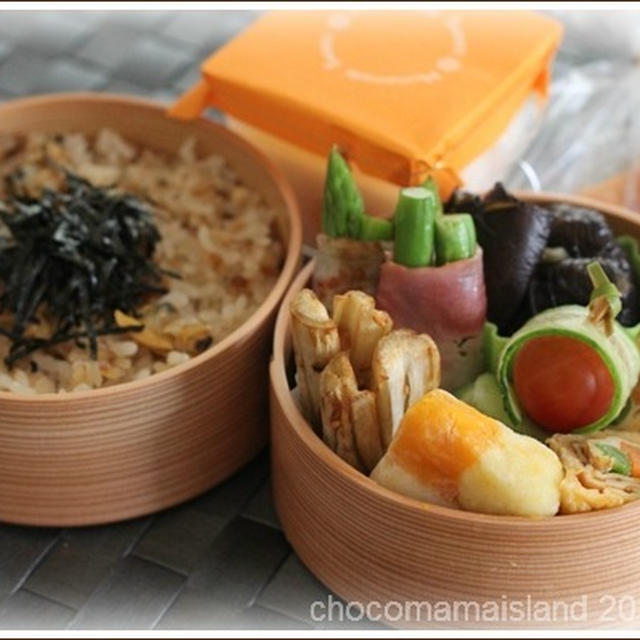 今日のお弁当（あさりと生姜の炊き込みご飯弁当）