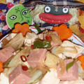 たまなーちゃんぷるー＆林檎とレンコンの白胡麻サラダ（お家カフェ）