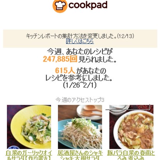 クックパッドさん週間レポート