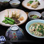 和風献立　れんこんのはさみ揚げ・きのこの卵とじ・ほうれん草の胡麻和え・もずくの酢の物