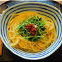 豆苗とルッコラにんにくラー油のせパスタ～旨い！