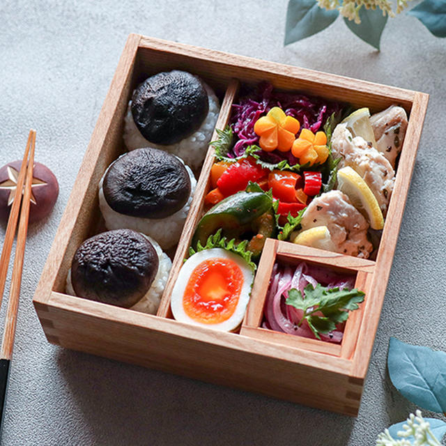 1/22 ささみのマリネと椎茸おにぎり弁当♪