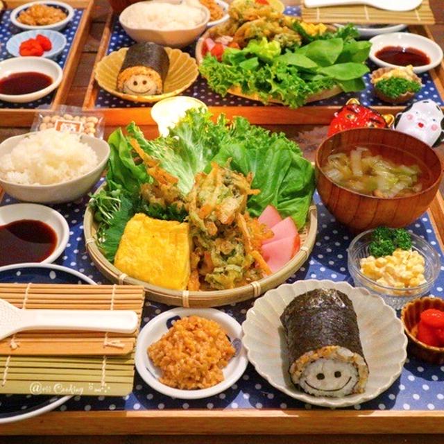 節分＊夜ごはん デコ納豆巻き