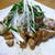 鶏肉の梅ソース焼きネギ大葉のせとタコ唐