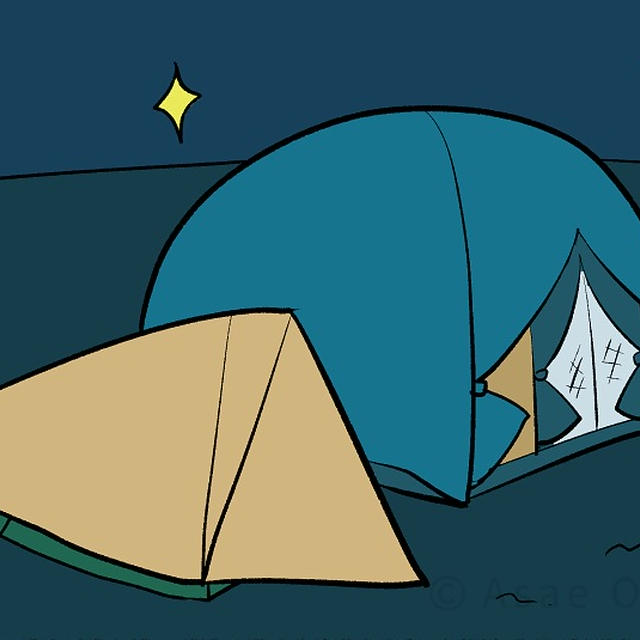 初めてのキャンプ🏕️🍖💖 43/74 ワクワクテント泊 - モナモナキッチン🍳14話