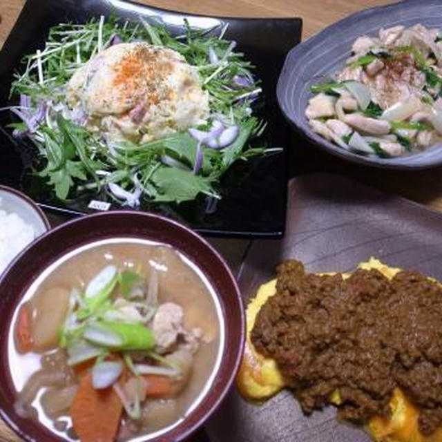 残り物で夕飯