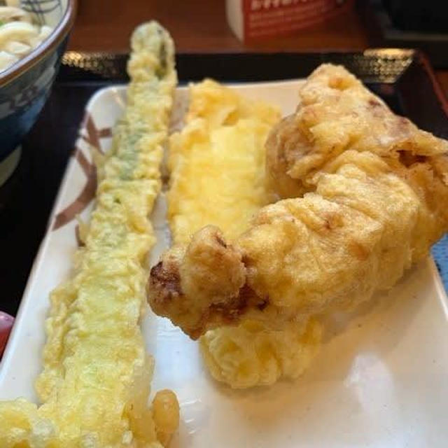 丸亀製麺　とろとろ親子丼　まるごとアスパラ天　かけ並