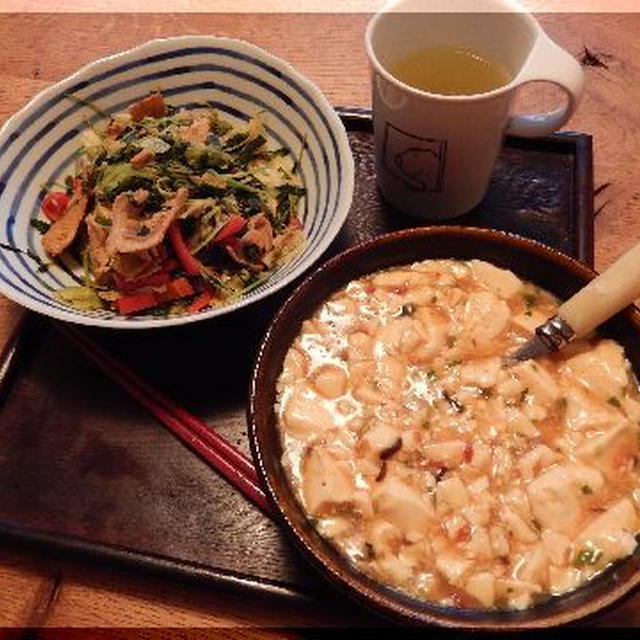 あんかけ豆腐とカレー風味豚肉野菜炒め